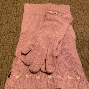 Ann Taylor. Beaded lambswool/angora scarf and gloves.